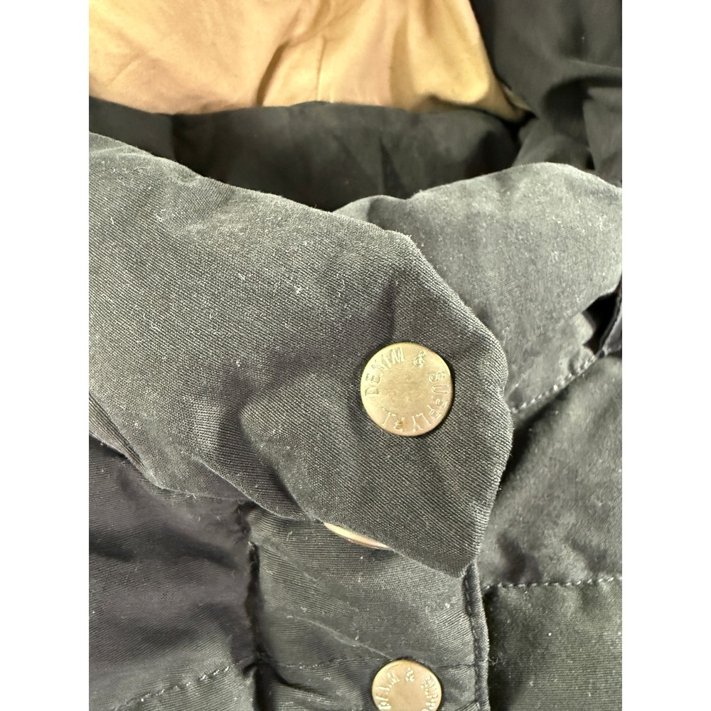 Denim & Supply Ralph Lauren Puffer Parka Jacket Womens XL Black Hooded Faux Fur - Picture 5 of 14